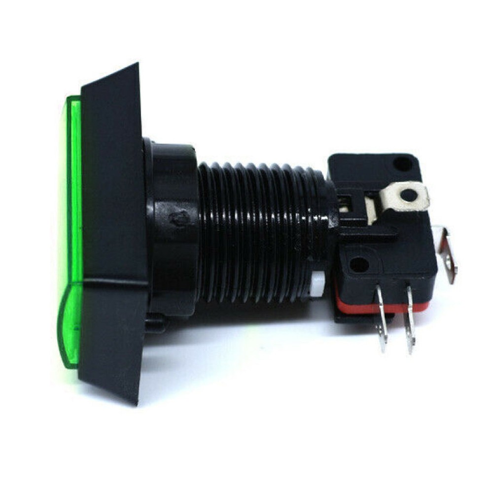 Green Arcade Square Rectangle Buttons LED Push Illumilated With Microswitch
