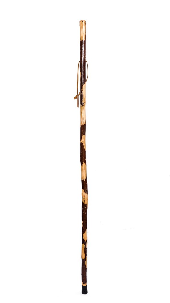 Bark-Keeping Clumpy Pattern Wooden Walking Stick with a Compass (Nature Color...