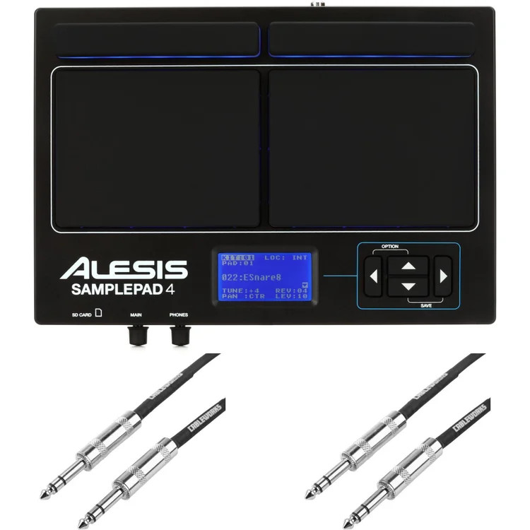 Alesis SamplePad 4 Compact Percussion Pad and Cables