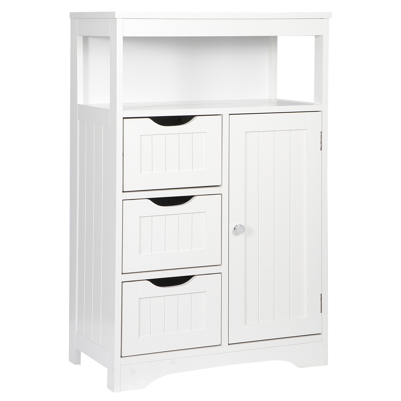 Bathroom Floor Storage Cabinet Organizer w/ 3 Drawers and Adjustable Shelf White