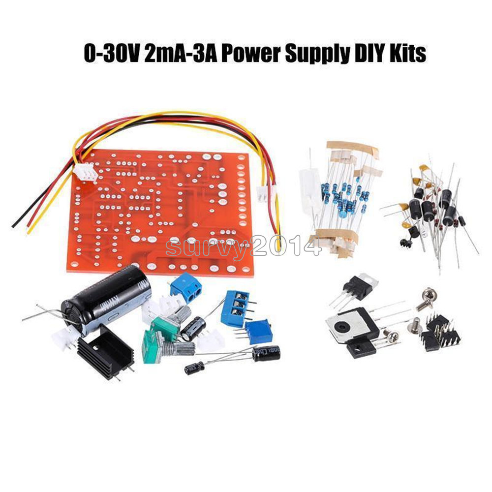Red 0-30V 2mA-3A Continuously Adjustable DC Regulated Power Supply DIY Kit PCB