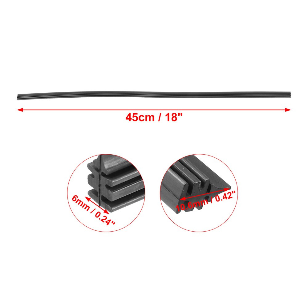 Universal Pack(4) 18inch Car Windshield Wiper Blades Refills Insert Strips Black