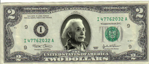 Albert Einstein with 5x7 plaque $2 Dollar Bill Mint! Rare! $1