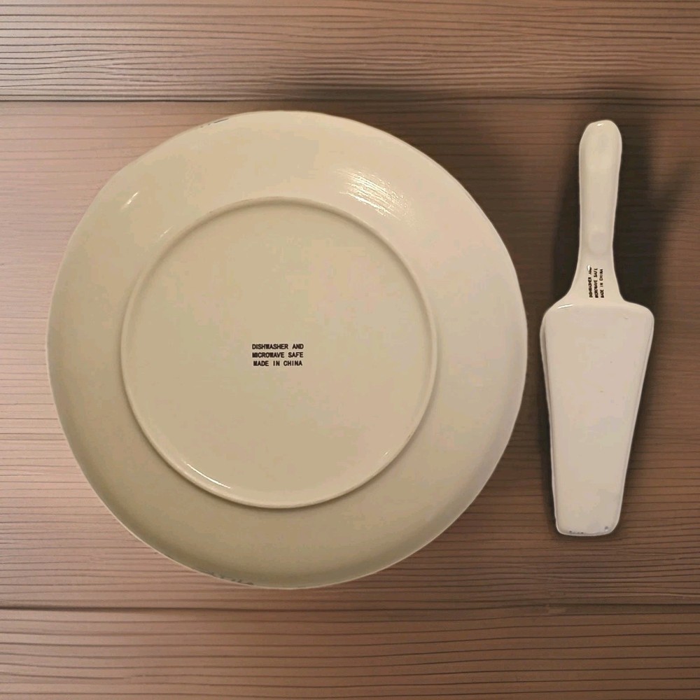 Holiday Style Cake Serving Set, Plate is 12"