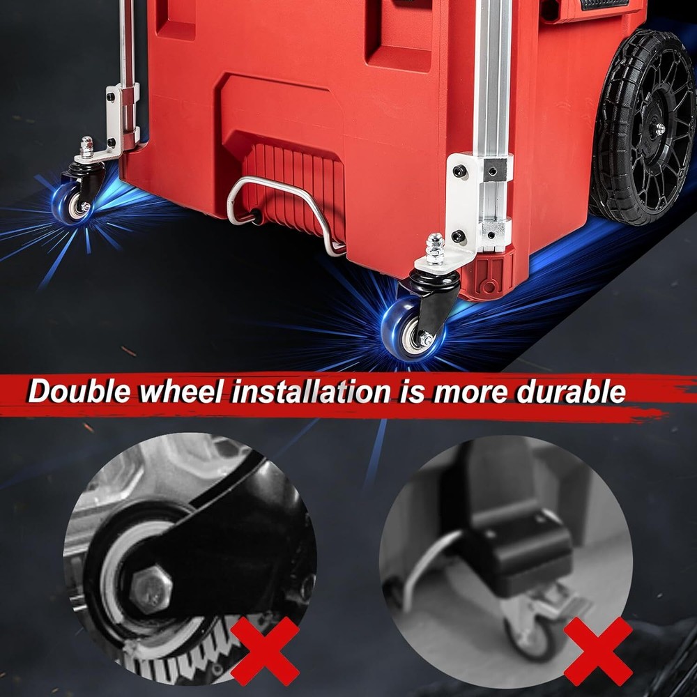 Metal Casters for Milwaukee Packout Rolling Tool Box