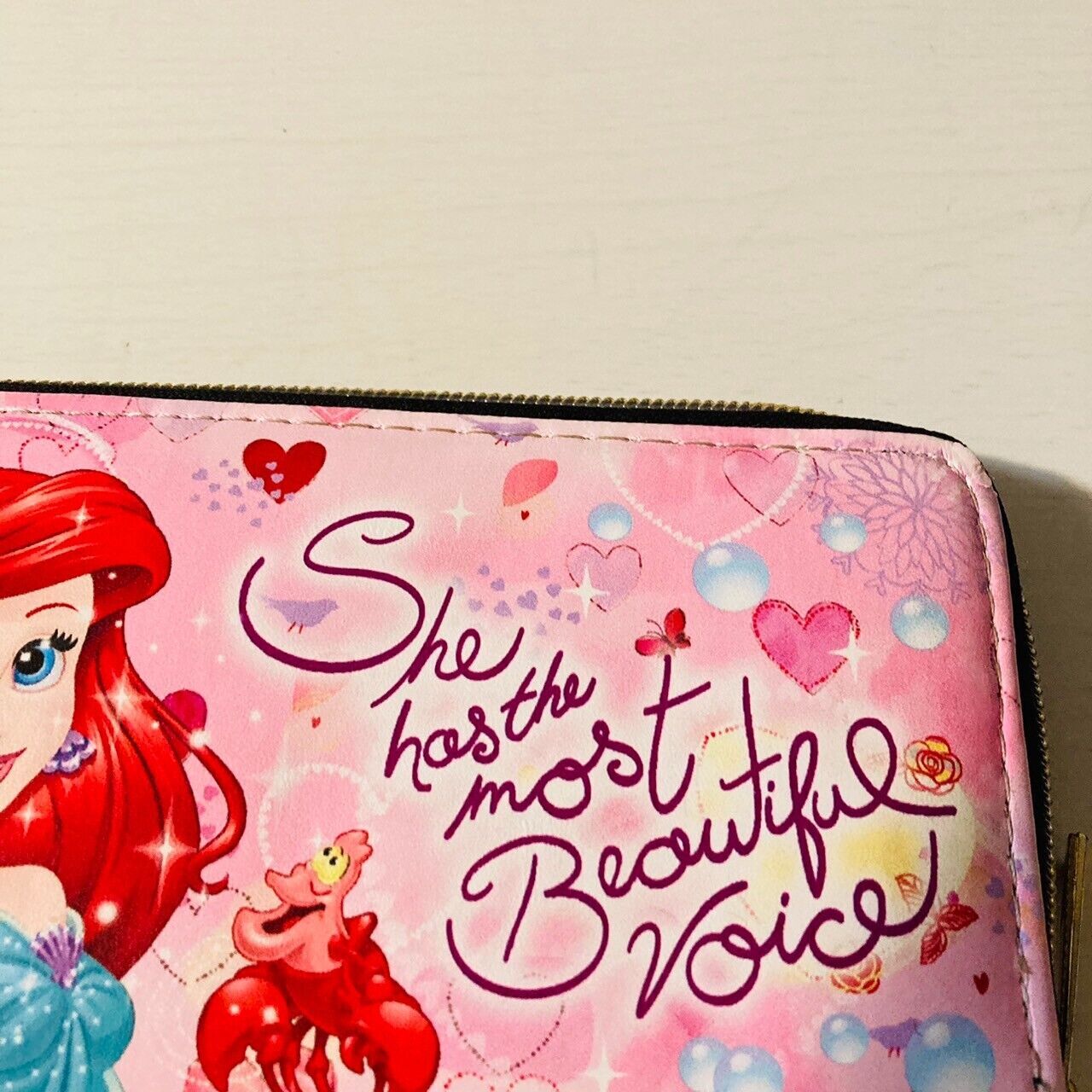 Disney Little Mermaid Purse Long Wallet Ariel Coin Case Princess Pink Prize Rare