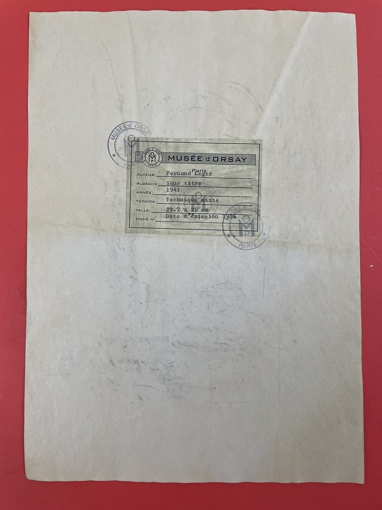 Fernand Leger Drawing on paper (Handmade) signed and stamped