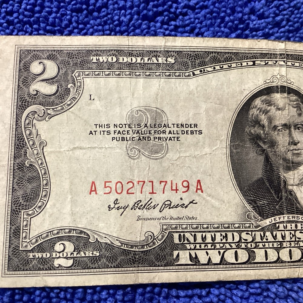 1953 2 dollar bill red seal