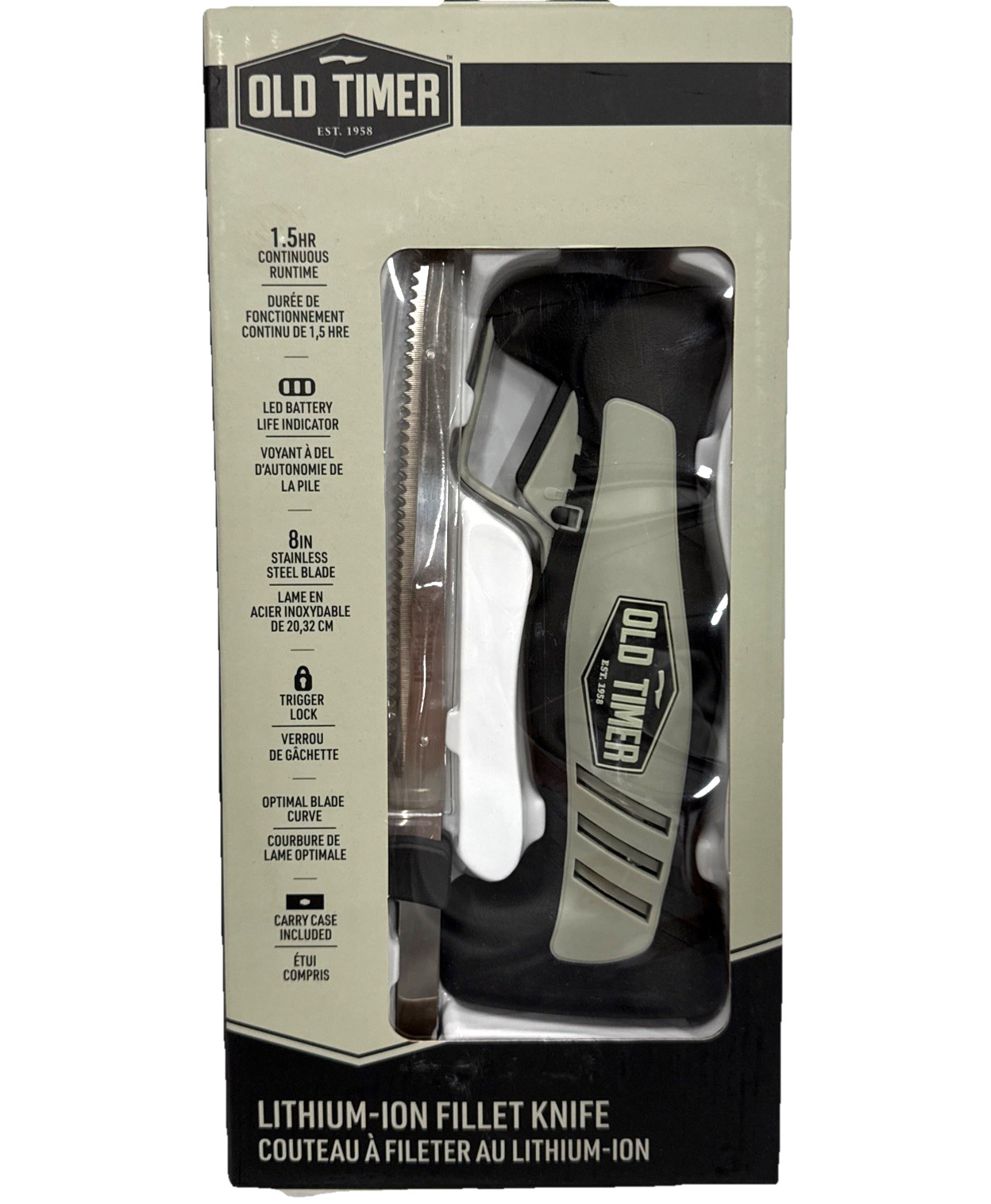 Old Timer Fillet Knife, Rechargeable Lithium Ion, Fixed Blade, 8 inch 1140756