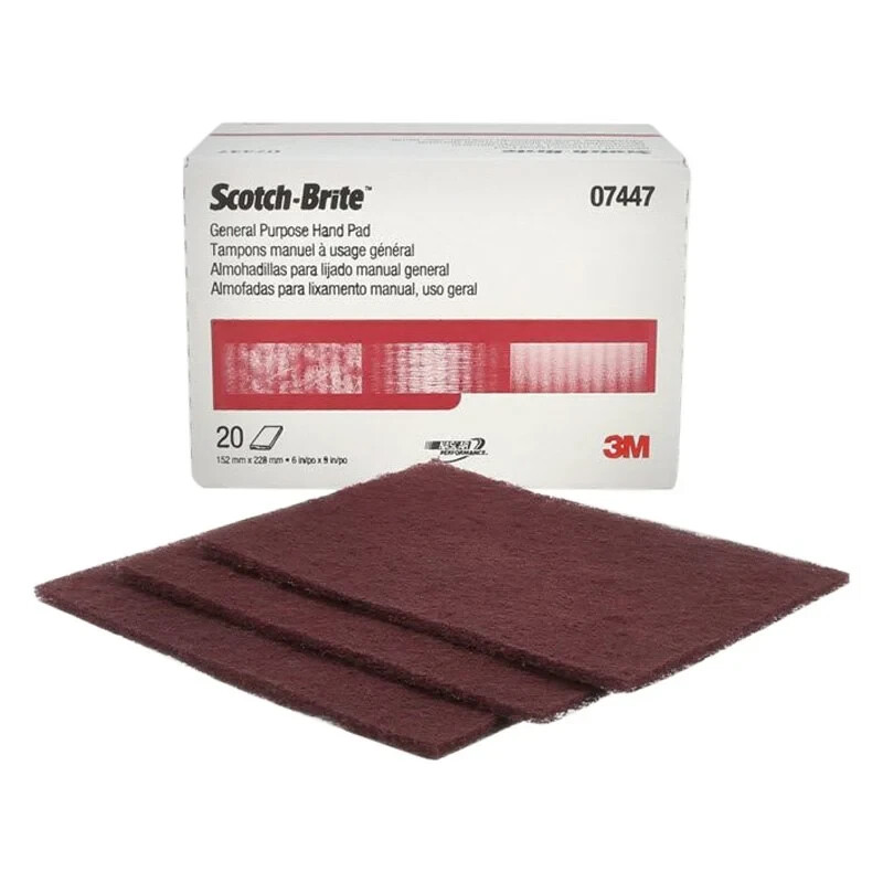 3M 7447 Scotch-Brite Hand Pads Very Fine, General Purpose Maroon 6" x 9"
