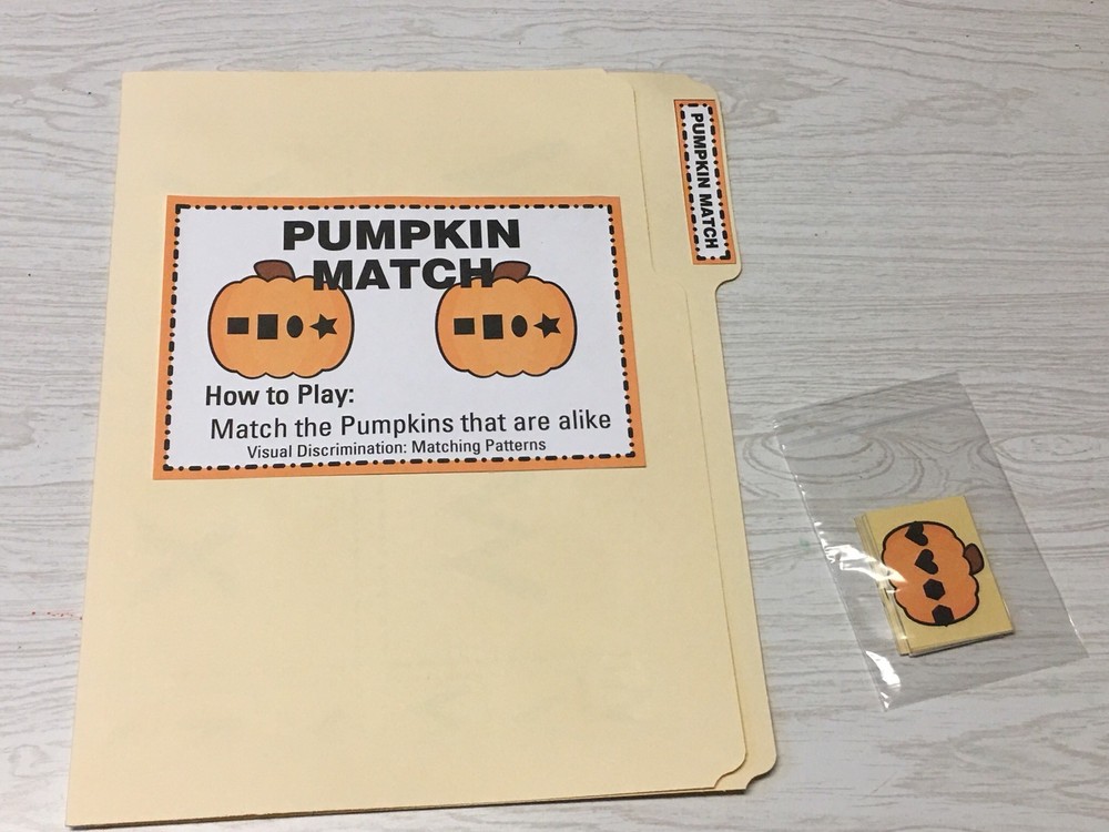 Pumpkin Match - File Folder Game- Activity Set - Teaching Supplies