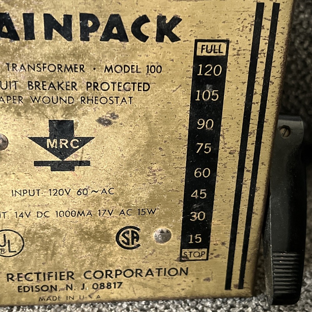 Vintage MRC HO Train Pack Control Transformer Model 100