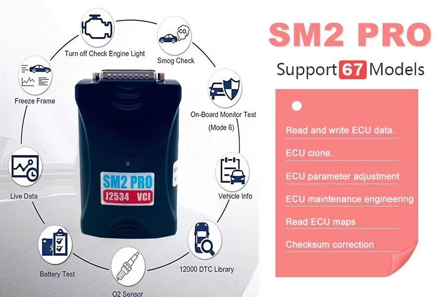 High quality latest version 2.21.22 SM2 PRO pcm ECU diagnostic 3 dongles