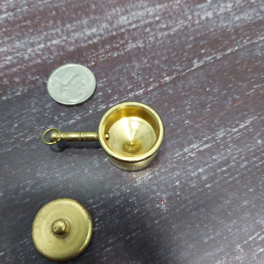 Miniature Solid Brass Pocket Cookware With Lid Made in Holland