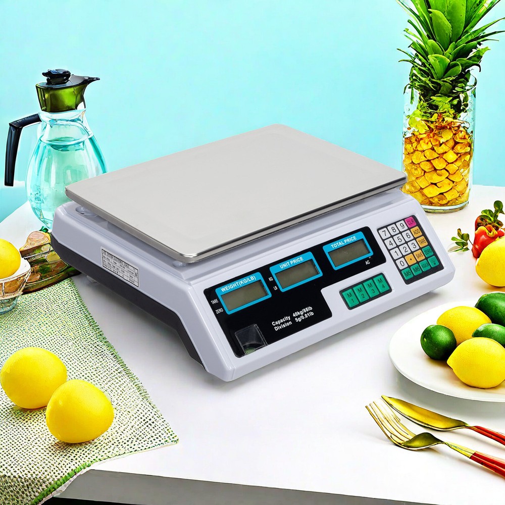 Digital Tabletop Scale - Commercial Postal, 40kg/88lbs Capacity, Switch & White