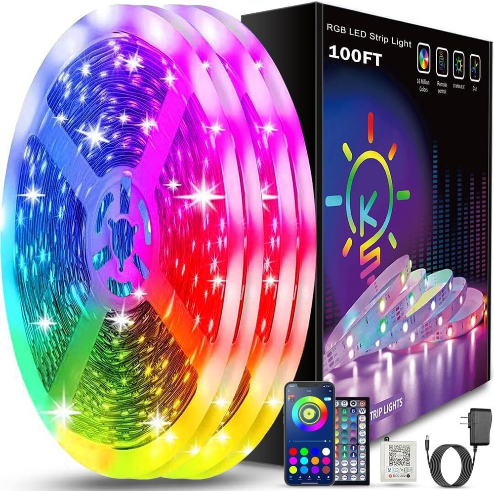 Keepsmile 100ft Led Strip Lights Bluetooth Smart App Control