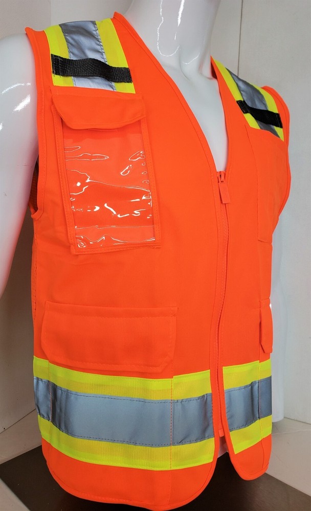 FX HIGH VISIBILITY Surveyor Two Tone Safety Vest Solid front & Mesh back