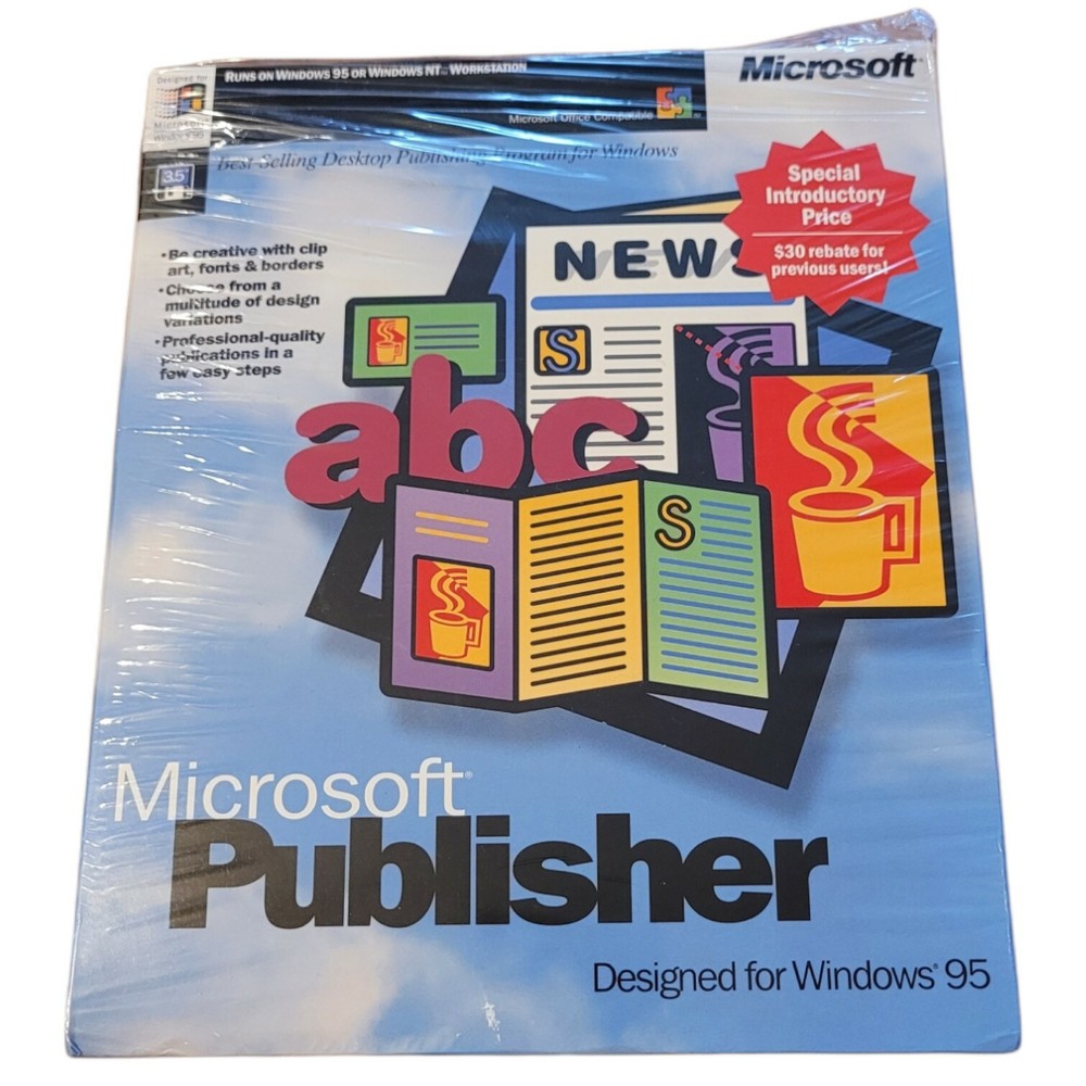 VTG Microsoft Publisher Windows 95 & Windows NT Workstation 3.0 Floppy Disk 3.5"