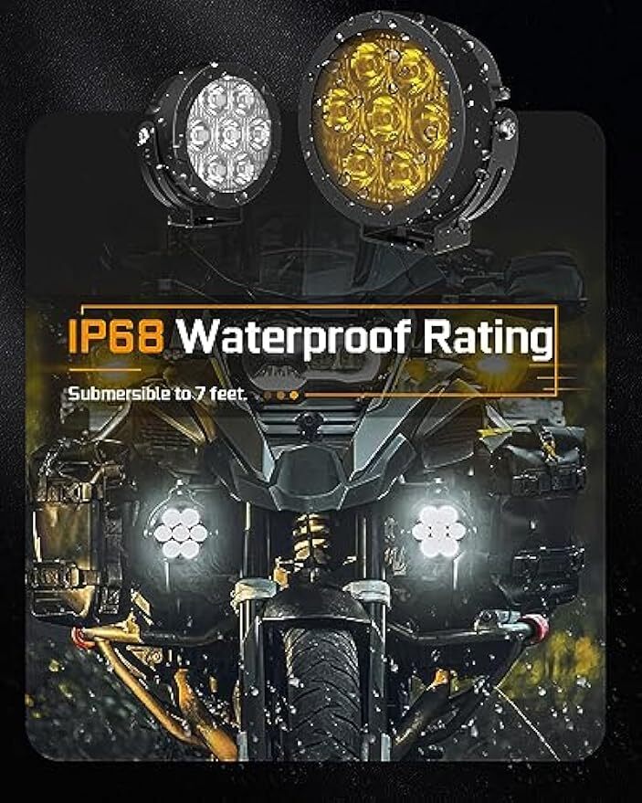 4.5" 140W Motorcycle Auxiliary LED Pod Fog Driving Light W/Yellow Spot Off Road