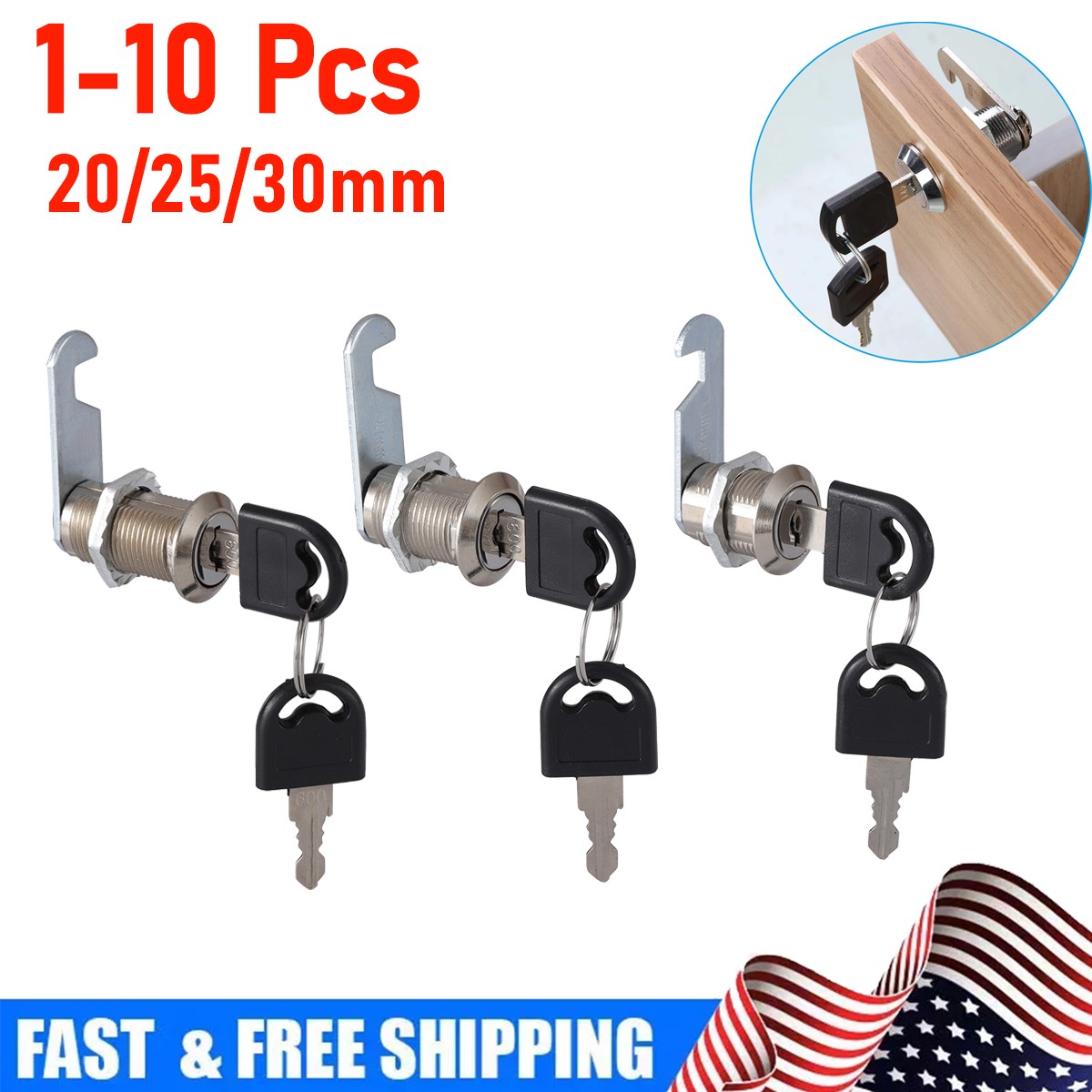 Lot Cabinet Cam Lock Set Drawer Door Mailbox Keyed Alike Secure Drawer File Lock