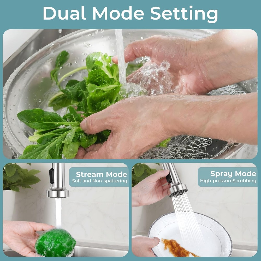 Kitchen Faucet with Pull Down Sprayer,Commercial Single Handle Stainless Stee...