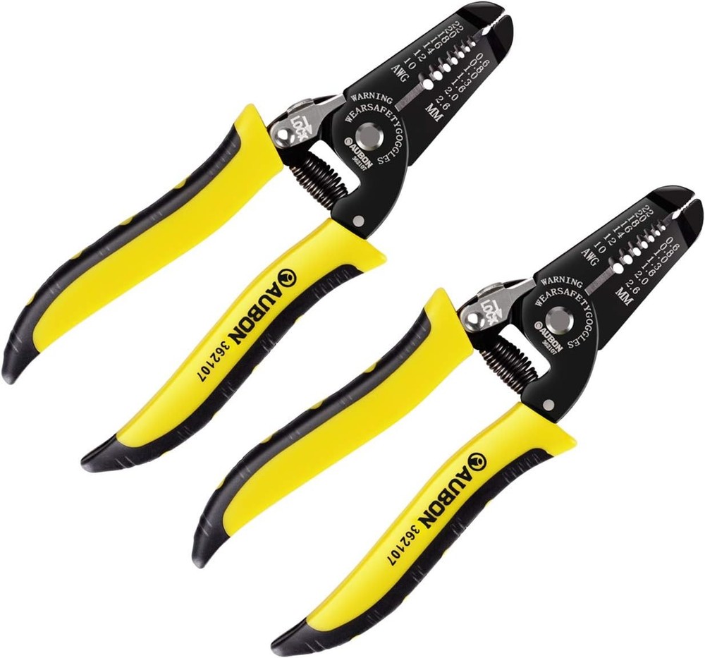 2-Pack 10-22 AWG Wire Stripper, Cutter, Gauge Yellow and Black