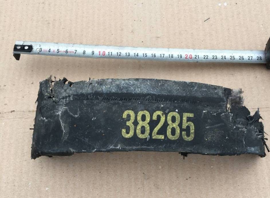 Part of the hull of the Russian Army's Geran-2 combat drone, Shahed. Ukraine