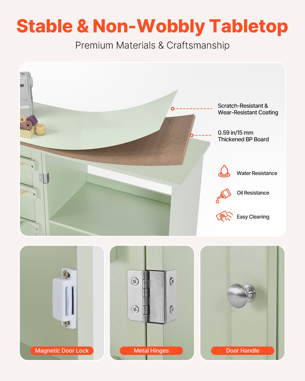 VEVOR Folding Sewing Table Multipurpose Sewing Machine Table Compact Light Green
