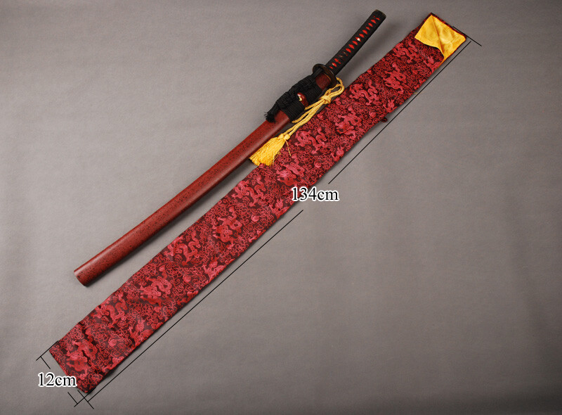 Red Dragon Silk Sword Bag for Japanese Samurai Katana Wakizashi Sword