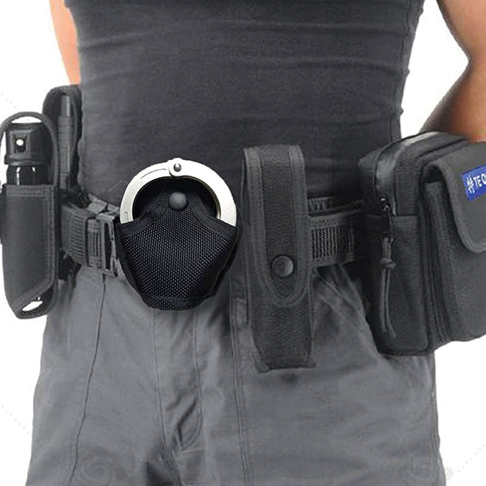 2-Packs Tactical Molle Nylon Open Top Quick Release Handcuff Holder Pouch Case