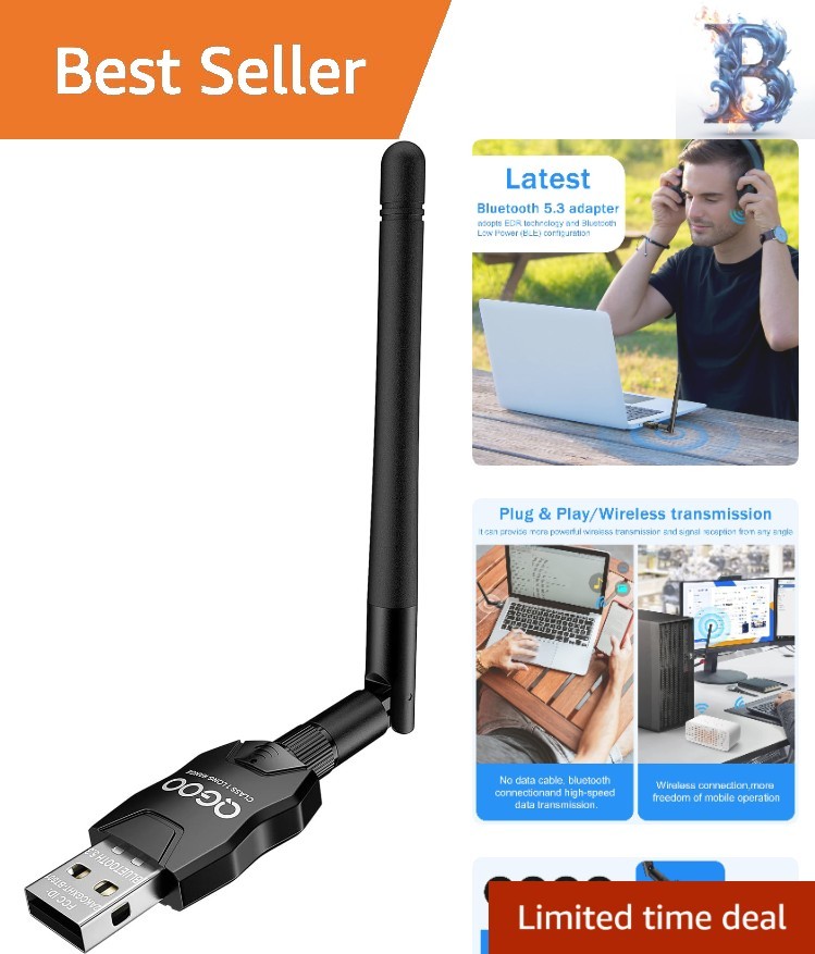 USB Bluetooth Dongle 5.3 - Class 1 Long-Range Receiver for Multi-Device Support