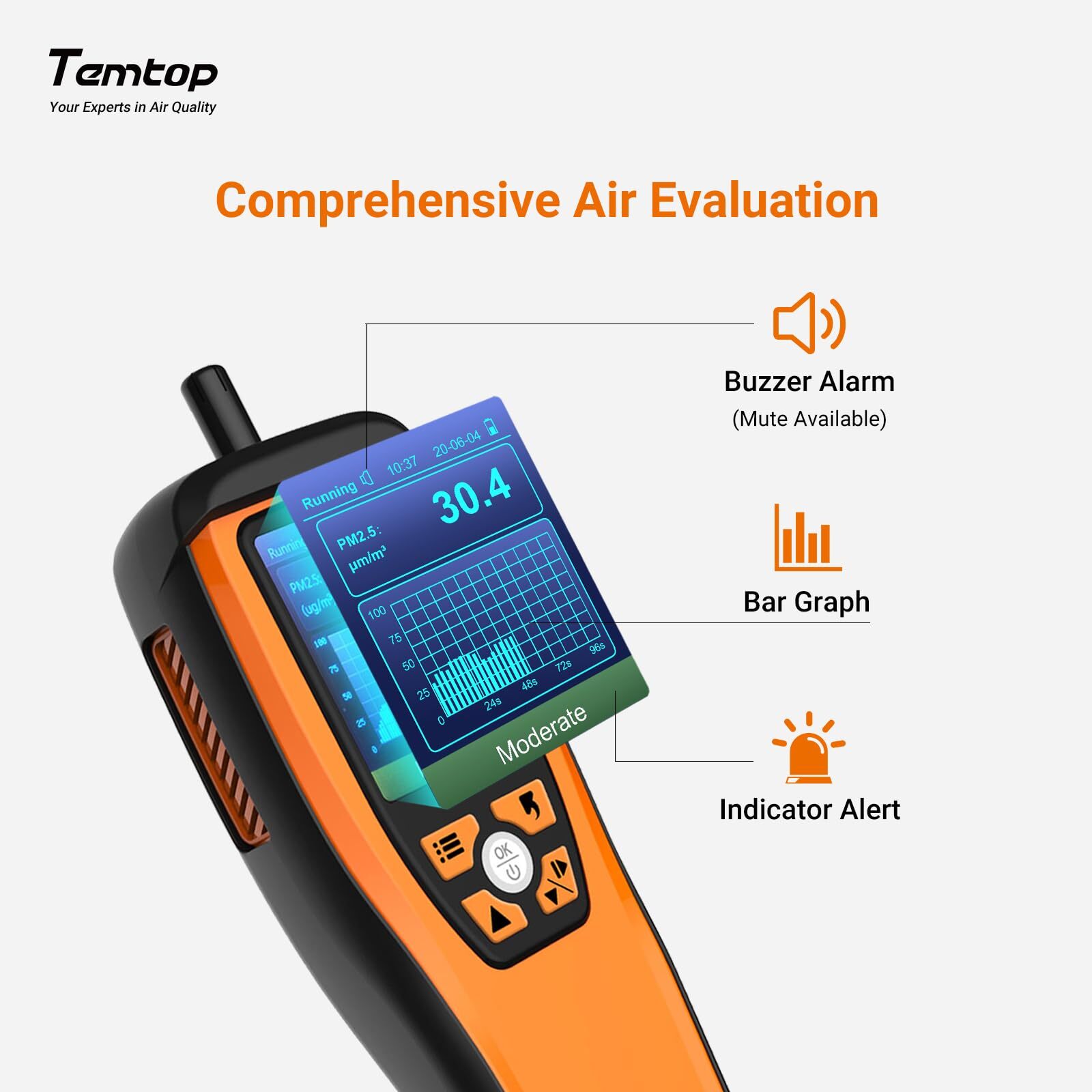 Temtop M2000 2nd Air Quality Monitor PM2.5/10 CO2 HCHO Formaldehyde Detector