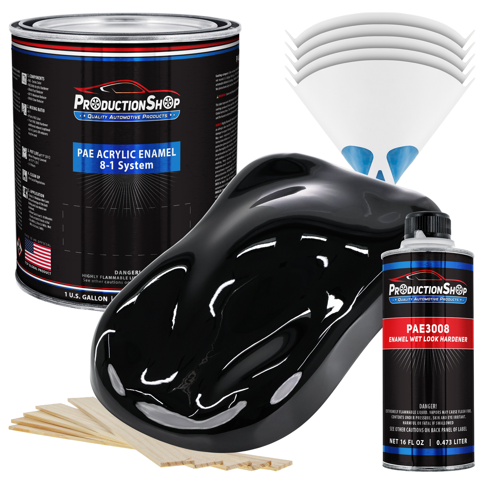ProductionShop High Gloss Super Jet Black Acrylic Enamel Gallon Kit, Auto Paint