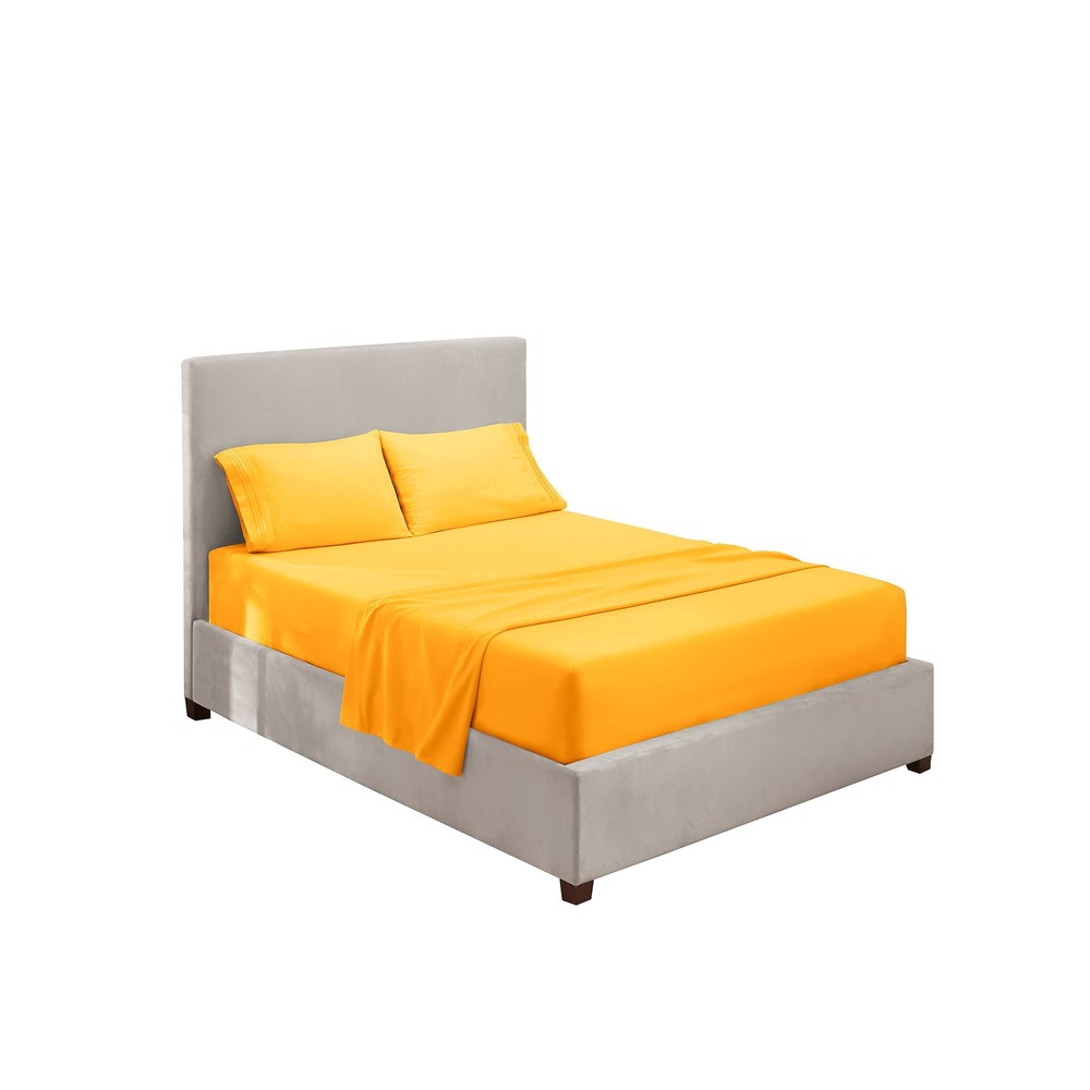 Full Size Sheet Set Flat & Fitted/2 Pillowcase Double Brushed Microfiber Yellow