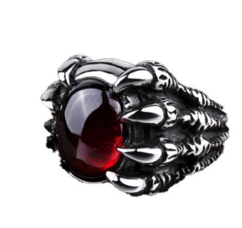 DRAGON CLAW HOLDING RUBY METAL BIKER RING BRX051 mens RED CRYSTAL jewelry rings