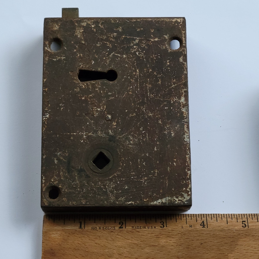 Antique 1900's Rusty Cast Iron Rim Lock, No Key