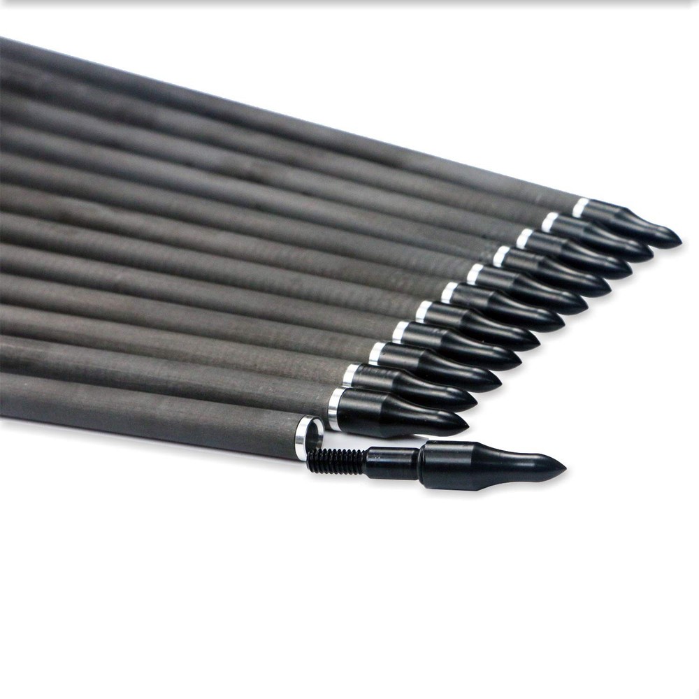 100% Carbon Arrow Practice Hunting Arrows with Removable Tips for Compound & ...