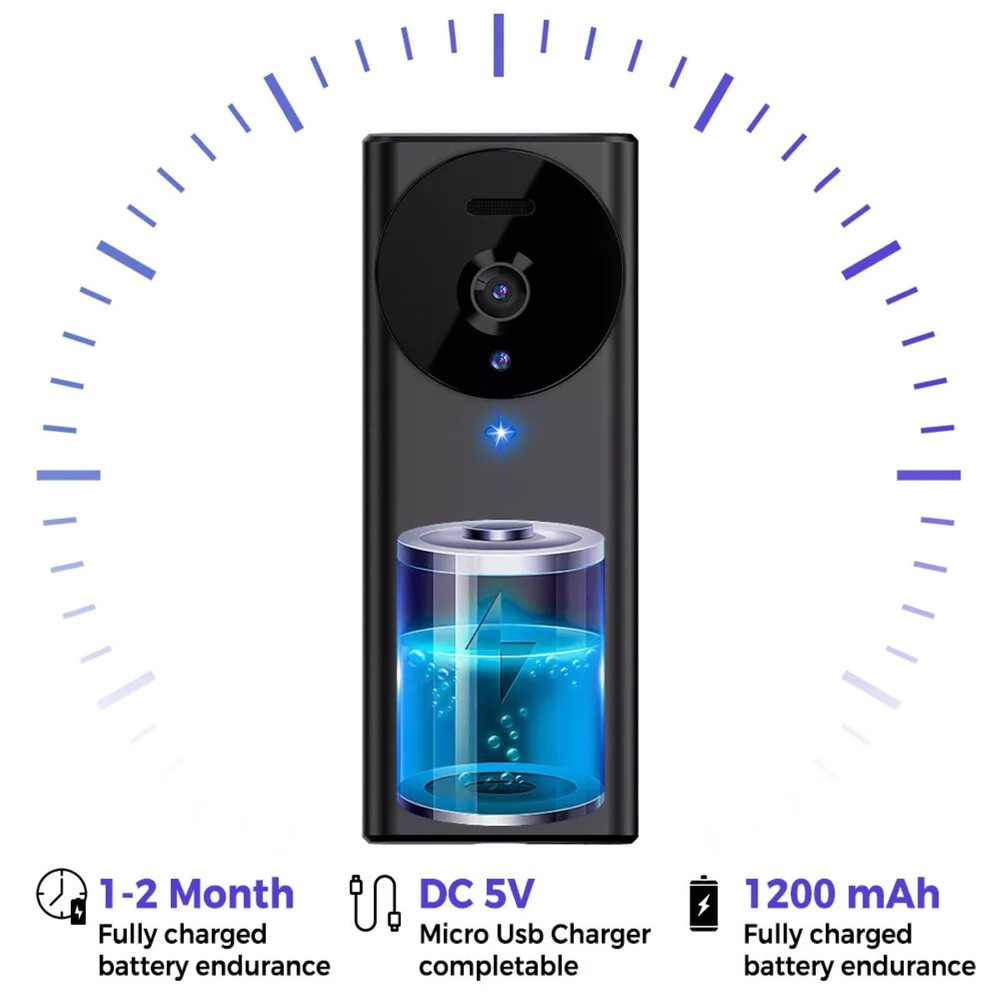 Smart Wireless WiFi Doorbell Intercom Video Camera Door Ring Bell Chime Security
