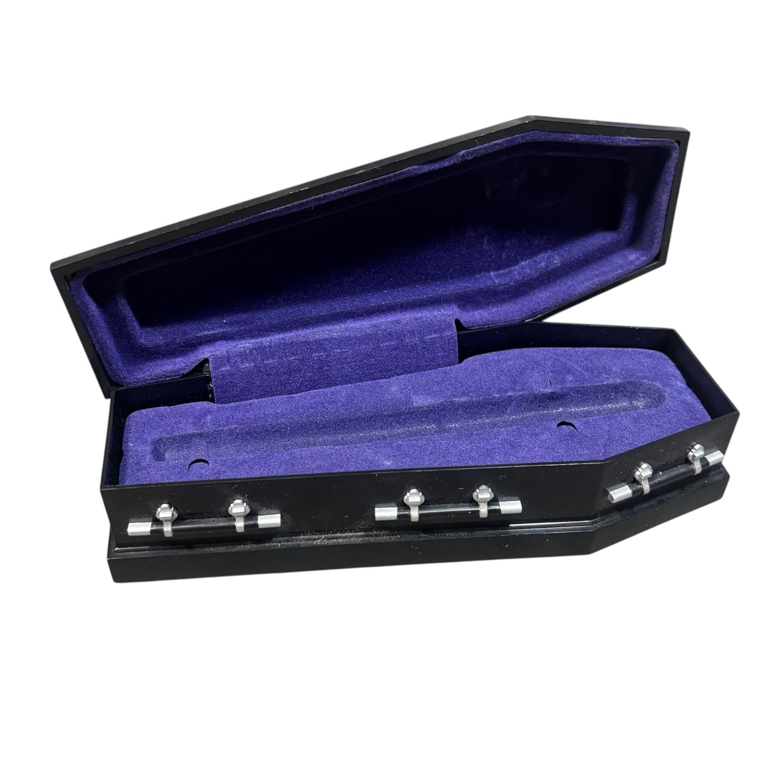 Disney Parks Haunted Mansion HM Authentic Coffin Pen Case Box Purple Velvet