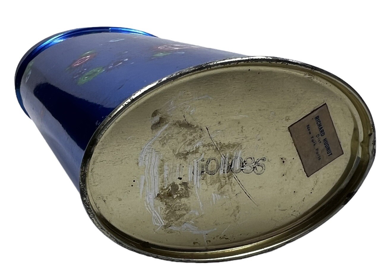 Rare Antique Gewey Talcum Powder Tin Litho Can Richard Hudnut Emerald Ruby Gems