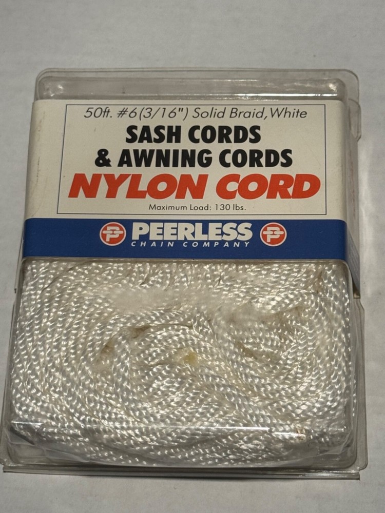 Peerless Chain Sash & Awning Cords 50ft #6 (3/16") Solid Braid, White