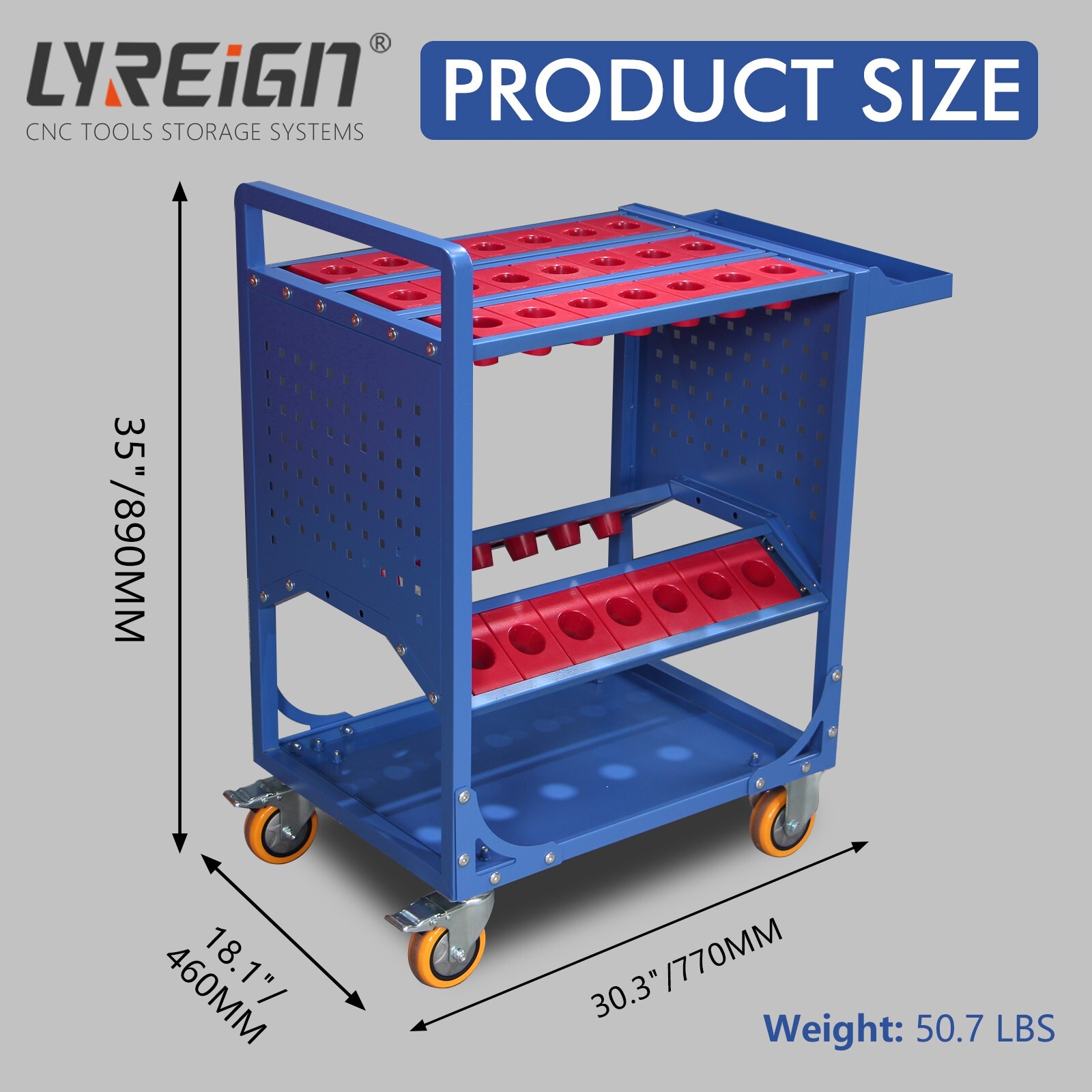 CNC Tool Rack Tool Organizer Tool Cart CNC Machine Tool Holder (CAT50 25 Capacit