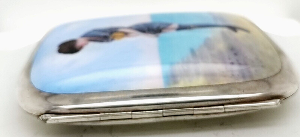 Charming Silver Cigarette Case with Fine Enamelled Scene