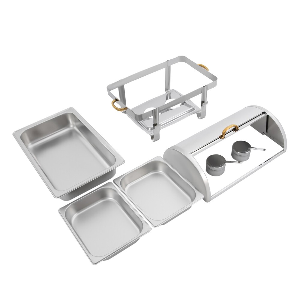 9L Rectangular Stainless Steel Double-compartment Chafing Dish Buffet Warmer NEW
