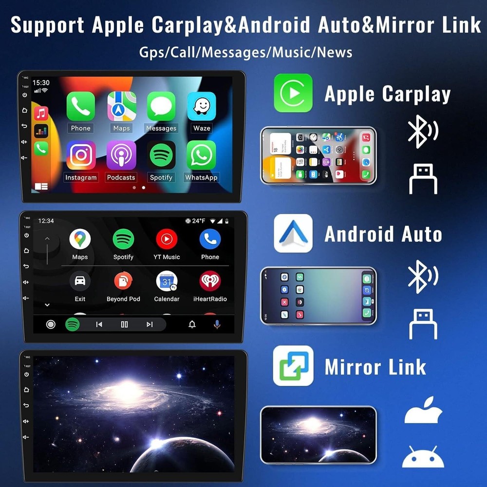 Android 13 Double Din 7 Touchscreen Wireless Carplay Android Auto for Expedition