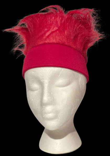 Burgundy Red Fur Headband Funny Clown Wig Punk Spike Hair Hat