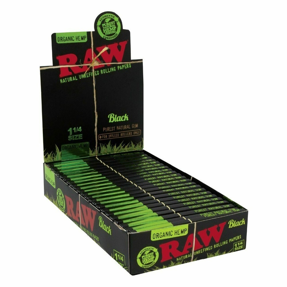Raw Black Organic Hemp 1 1/4 Rolling Paper 24 count Display- 100% AUTHENTIC