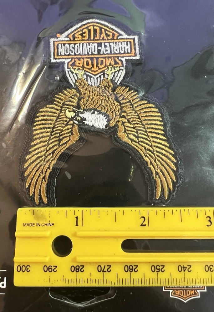 Harley-Davidson Eagle Bar & Shield Patch Gold Up Wings 3.25" NIP