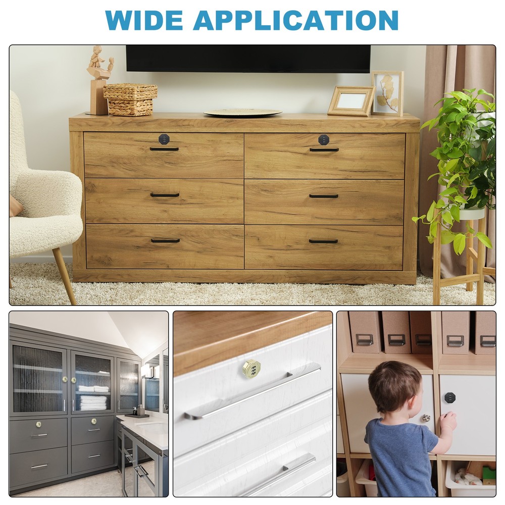 13/16" Combination Cabinet Cam Lock Cylinder Password Coded Lock Black