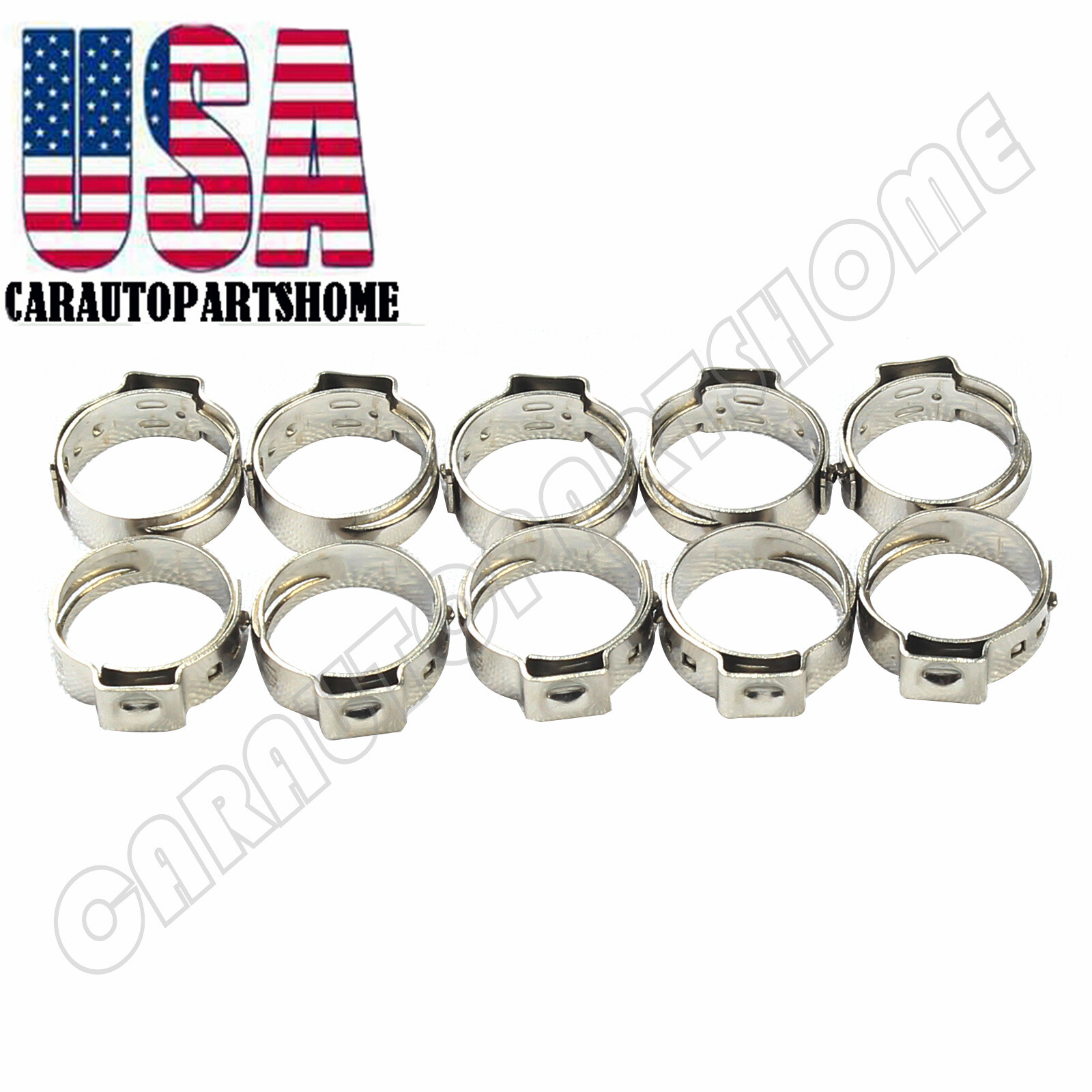 50Pcs 1/2" PEX Stainless Steel Ear Clamp Cinch Rings Crimp Pinch Fitting